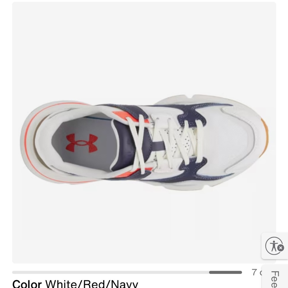 ⭐️Under Armour Women's Size 9/Men’s Size 7.5 White and Navy Sneakers - Picture 13 of 15